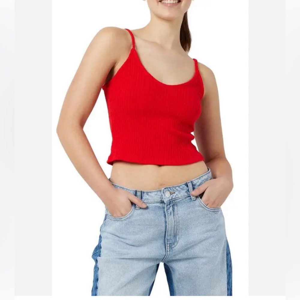 Noisy may Red Ribbed Women's Tank Top